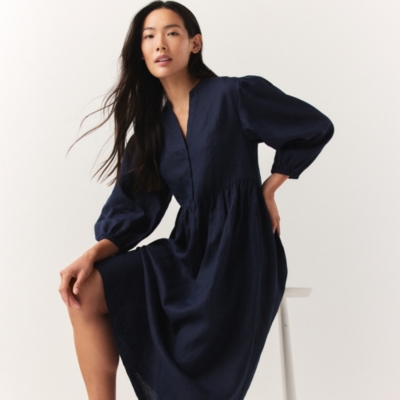 knee length dresses for ladies Brown Linen Balliet Mini Dress