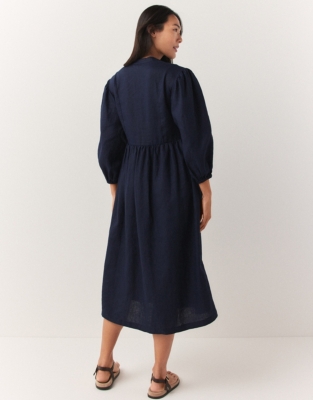 Linen Puff Sleeve Dress 