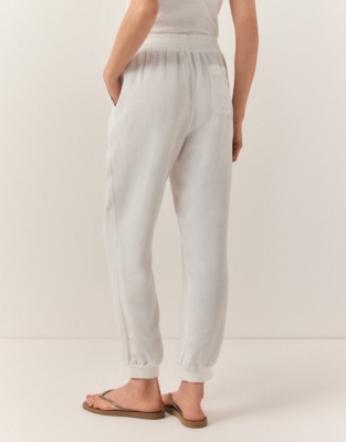 Linen Rib Cuff Joggers - White