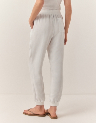 Linen Rib Cuff Joggers - White