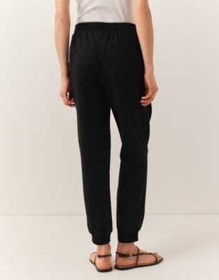 Linen Rib Cuff Joggers - Black