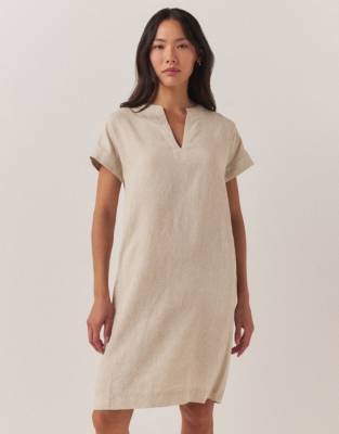 Linen Rib Side Dress with Pintuck Yoke Dresses & Jumpsuits The White Company UK