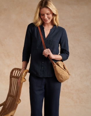 Linen Rib Side Shirt Tops & Blouses The White Company US