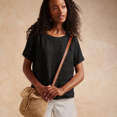 Linen Rib Side T-Shirt
