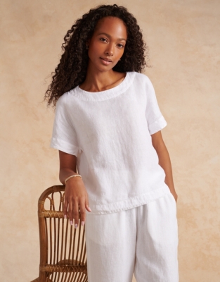 Linen Rib Side T-Shirt | All Clothing Sale | The White Company US
