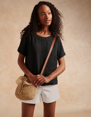 Linen Rib Side T-Shirt