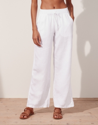 white lined trousers