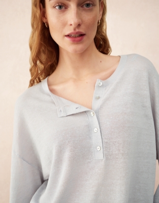 Linen-Rich Button Placket Jumper