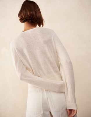 Linen Rich Cardigan - Scandi White