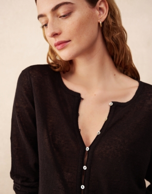 Linen Rich Cardigan - Black