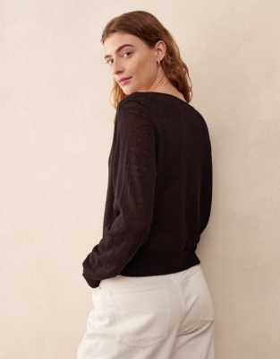 Linen Rich Cardigan - Black