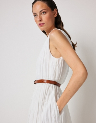 Linen Rich Crinkle Dress - White