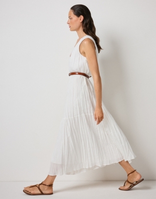 Linen Rich Crinkle Dress - White