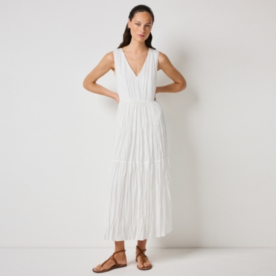 Linen Rich Crinkle Midi Dress