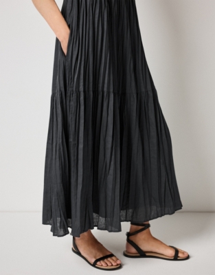 Linen Rich Crinkle Midi Dress - Eclipse