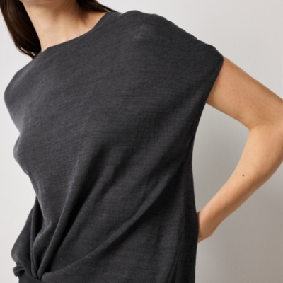 Linen Rich Curved Hem Knitted Tee