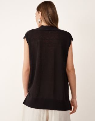 Linen Rich Deep V Extended Shoulder Tee
