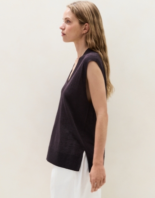 Linen Rich Deep V Extended Shoulder Tee