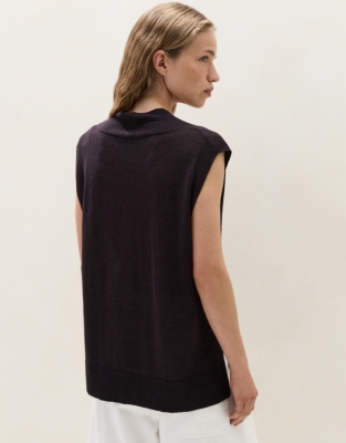 Linen Rich Deep V Extended Shoulder Tee