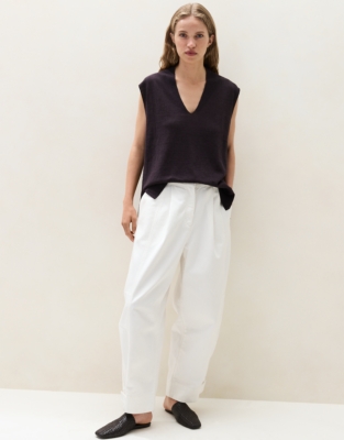 Linen Rich Deep V Extended Shoulder Tee