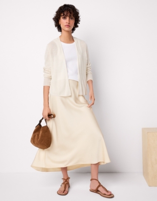 Linen Rich Edge To Edge Cardigan - Soft White