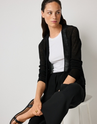 Linen Rich Edge To Edge Cardigan