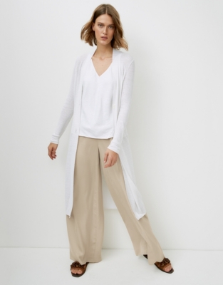 Linen-Rich Long-Line Cardigan | Clothing Sale | The White Company UK