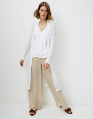 LinenRich LongLine Cardigan Clothing Sale The White Company UK