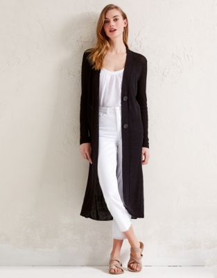 LinenRich LongLine Cardigan Clothing Sale The White Company UK