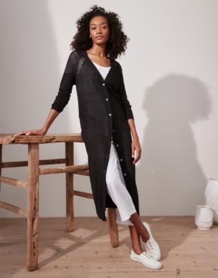 white company linen cardigan