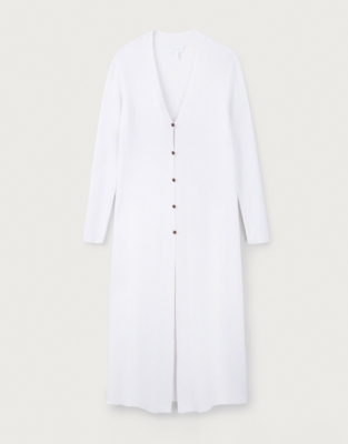 Linen Rich Longline Rib Cardigan Clothing Sale The White Company UK