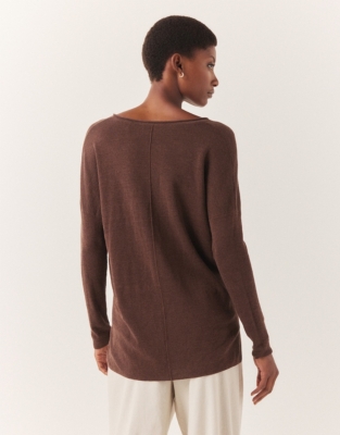 Linen Rich Oversized V-Neck Jumper