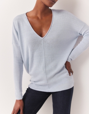 Linen Oversized V-Neck Sweater