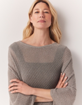 Linen Rich Sparkle Poncho Scarves & Hats The White Company US