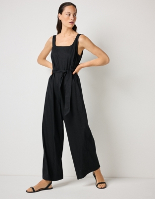 Linen Rich Square Neck Jumpsuit