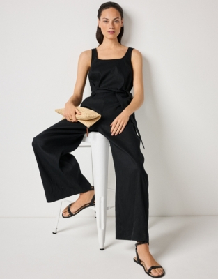 Linen Rich Square Neck Jumpsuit