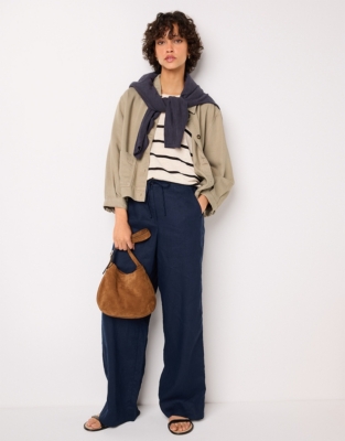 Linen Rich Stripe Oversized Knitted T-shirt