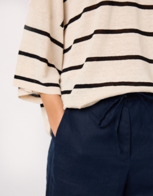 Linen Rich Stripe Oversized Knitted T-shirt