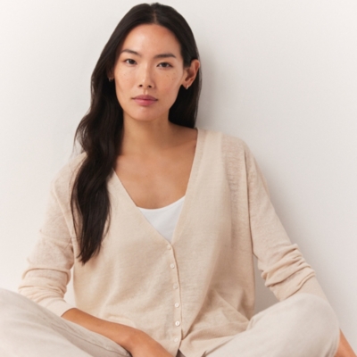 Linen Rich Tiny Button Cardigan