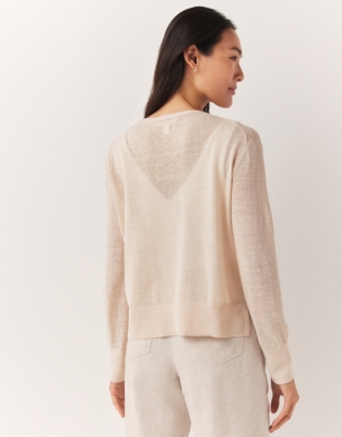 Linen Rich Tiny Button Cardigan