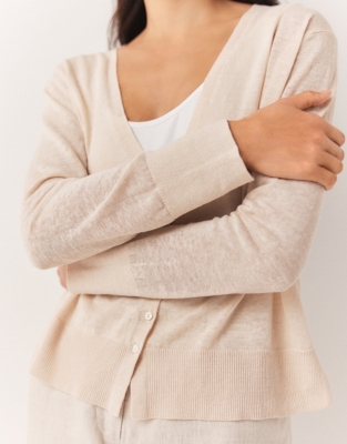 Linen Rich Tiny Button Cardigan
