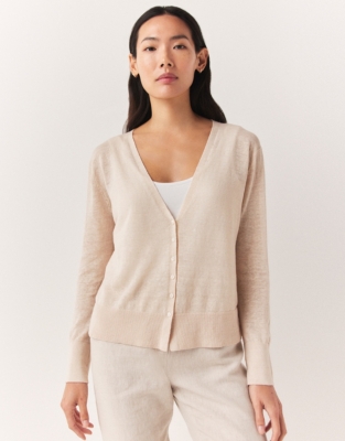 Linen Rich Tiny Button Cardigan