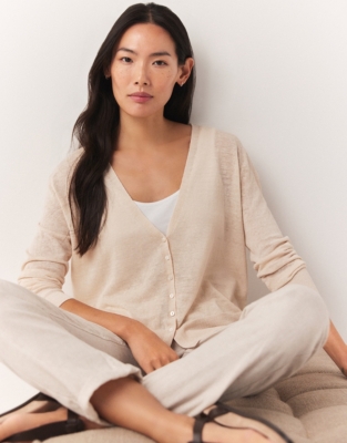 Linen Rich Tiny Button Cardigan