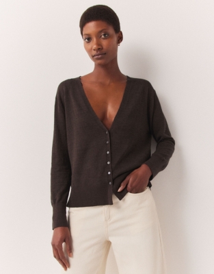 Linen Rich Tiny Button Cardigan | Sweaters & Cardigans | The White ...