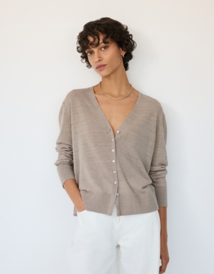 Linen Rich Tiny Button Cardigan