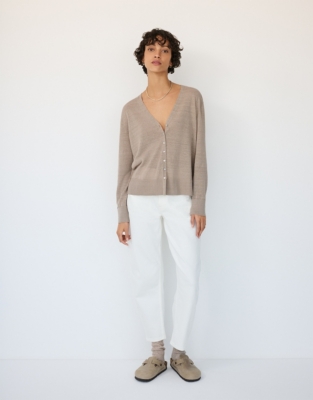 Linen Rich Tiny Button Cardigan - Hazelwood