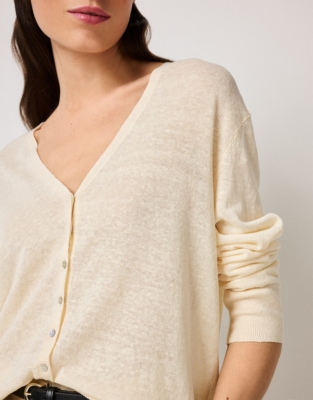 Linen Rich Tiny Button Cardigan
