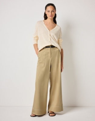 Linen Rich Tiny Button Cardigan - Butter
