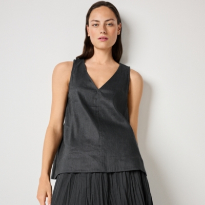 Linen Rich V-Neck Shell Top