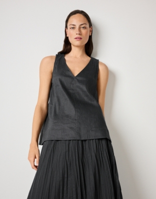 Linen Rich V-Neck Shell Top